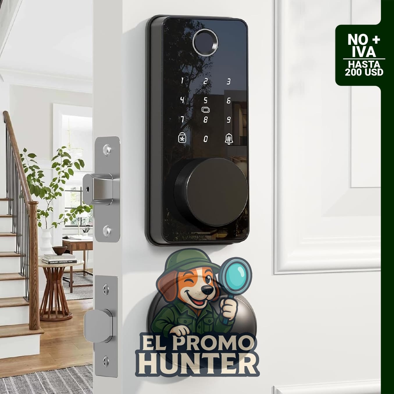 Cerradura inteligente Biquole con huellas dactilares y teclado, apta para puertas de entrada.