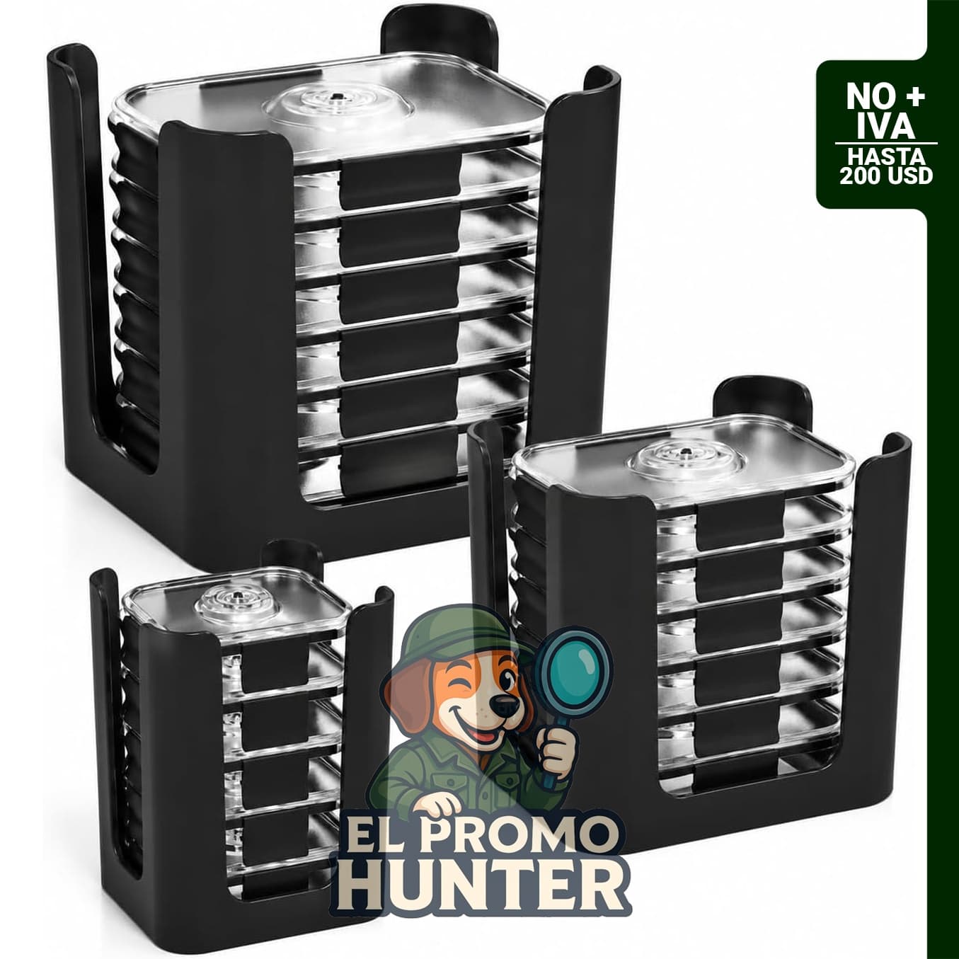 Rubbermaid Brilliance - Paquete de 3 organizadores de tapas para contenedores de alimentos, soporte apilable para almacenamiento.