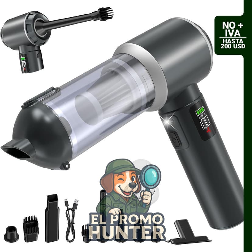 Aspiradora de mano 4 en 1 inalámbrica con 28000 pa de potencia de succión, pantalla digital y vaciado de polvo con un clic.