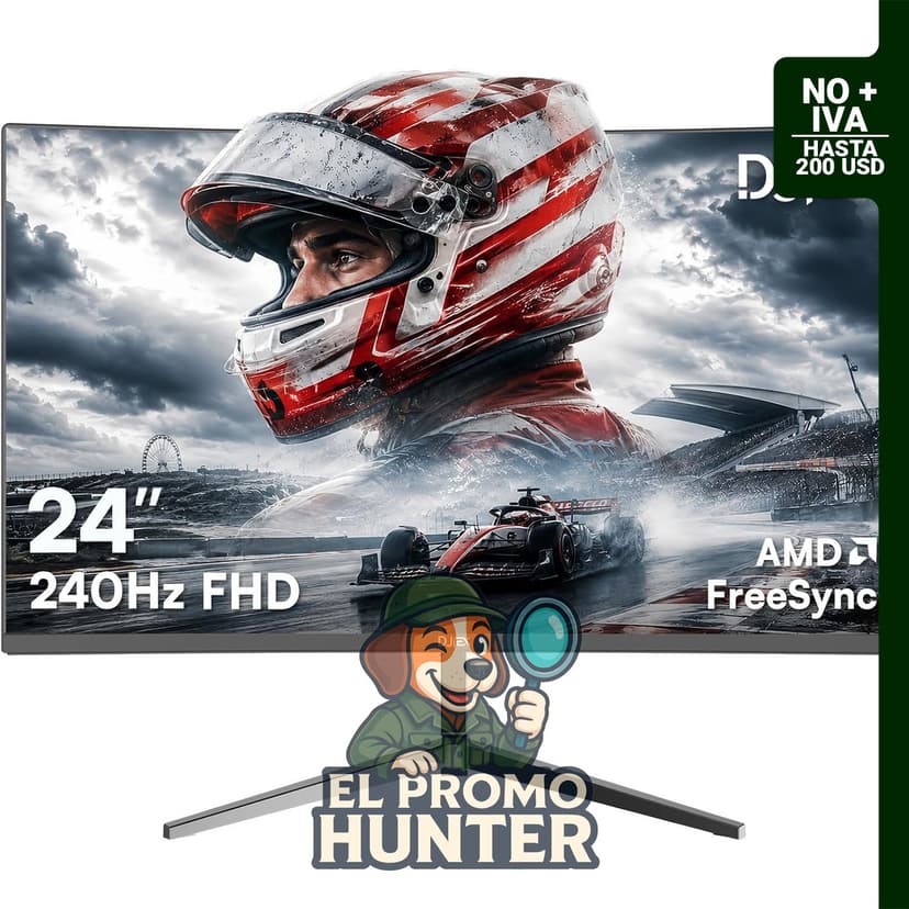 Monitor curvo de 24" (61 cm) FHD 1080p, 240Hz, 3000R, relación de contraste 4000:1, 1 ms (MPRT), HDR10, FreeSync, HDMI 2.0 y DP 1.4.