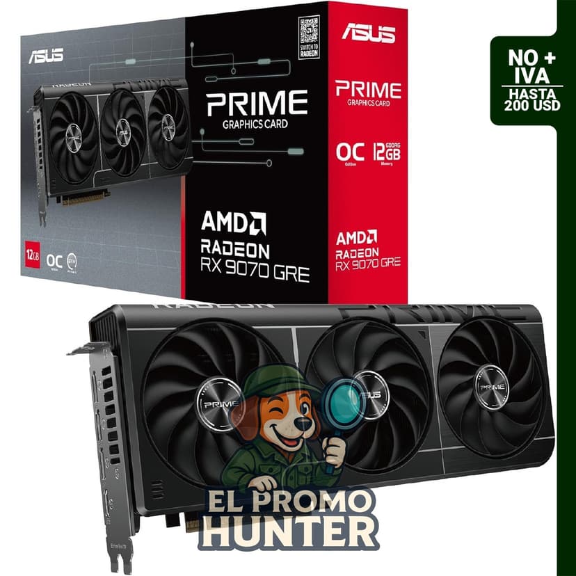 ASUS Tarjeta gráfica Prime Radeon™ RX 9070 GRE EVO OC Edition, PCIe 5.0, HDMI/DP 2.1, diseño de 2.5 ranuras.