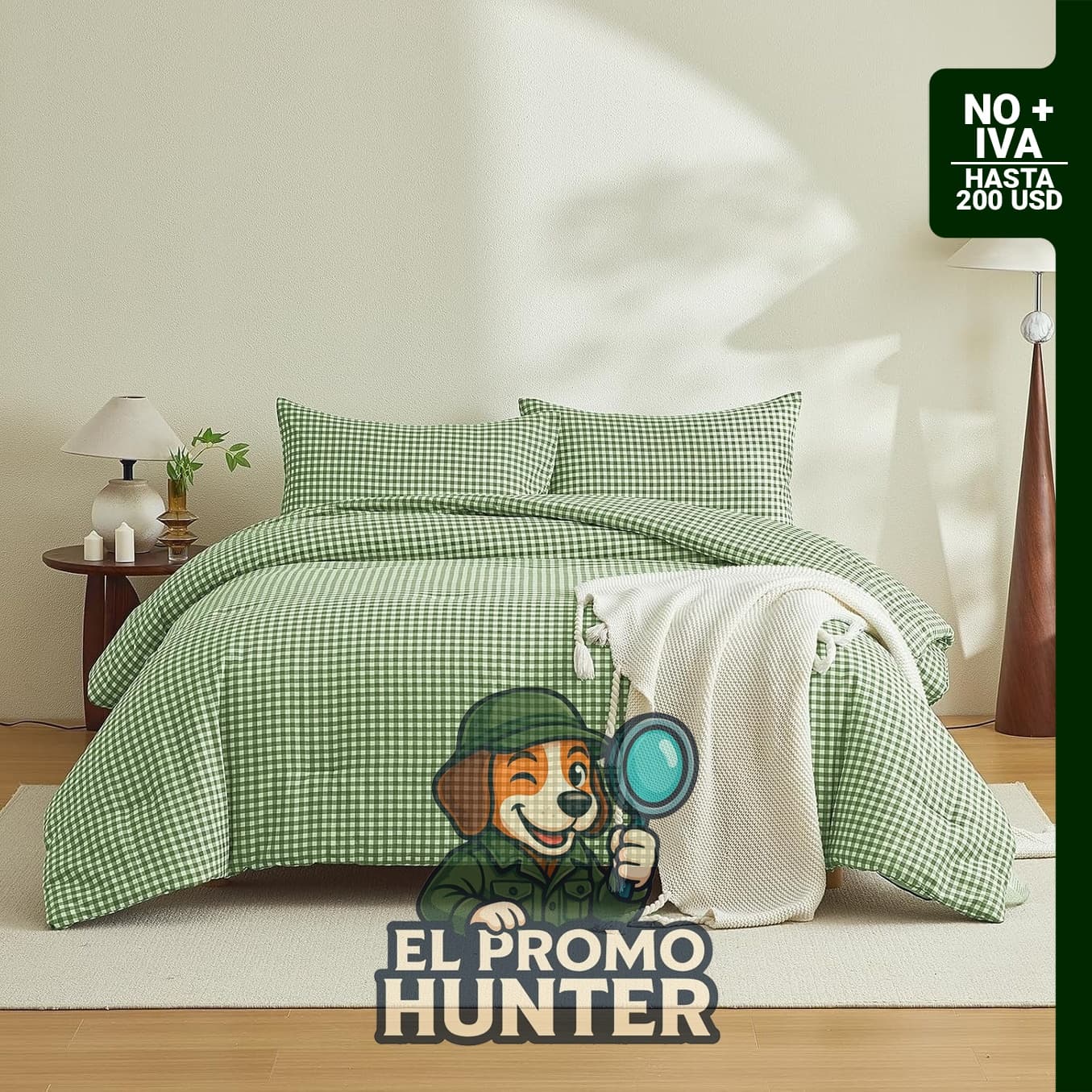 Juego de funda de edredón a cuadros de tamaño Queen de 3 piezas, 100% algodón, incluye fundas de almohada.
