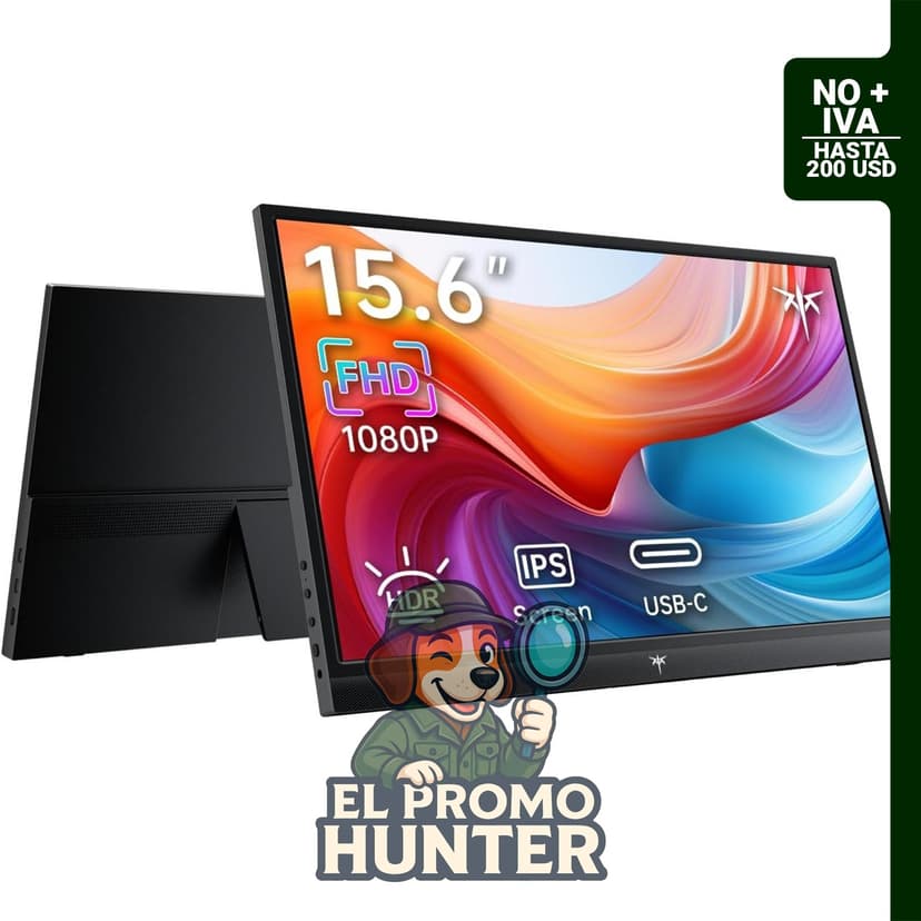 KTC Monitor portátil de 15.6" (39.6 cm) FHD 1080P, compatible con laptop, MacBook, PS5, Xbox y Switch, con altavoces incorporados.