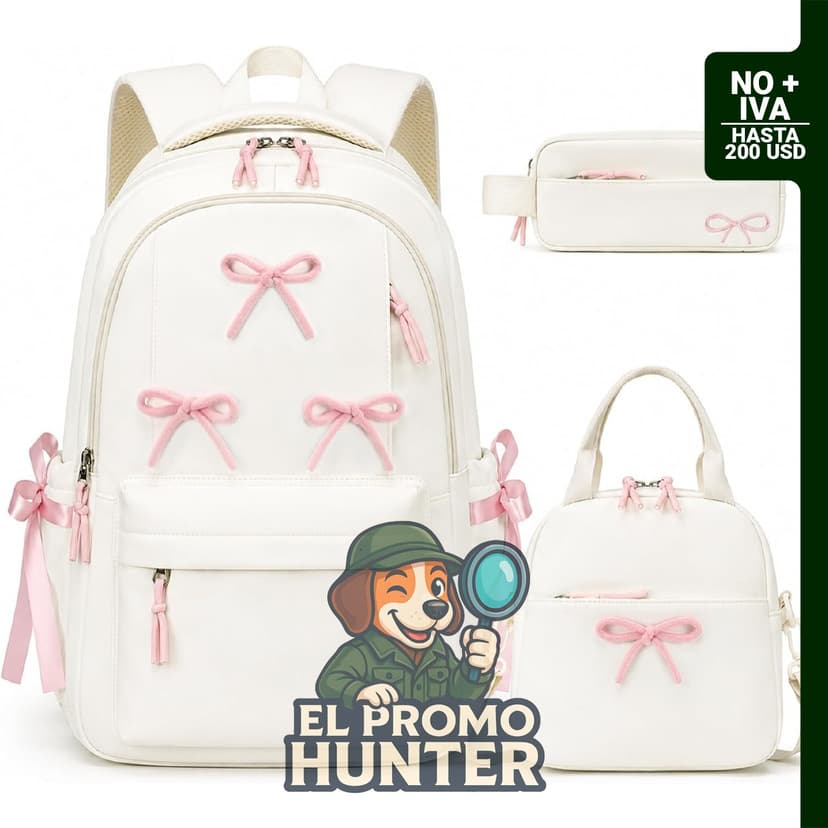 Mochila Similove 05B, beige rosado, para estudiantes de secundaria y universidad.