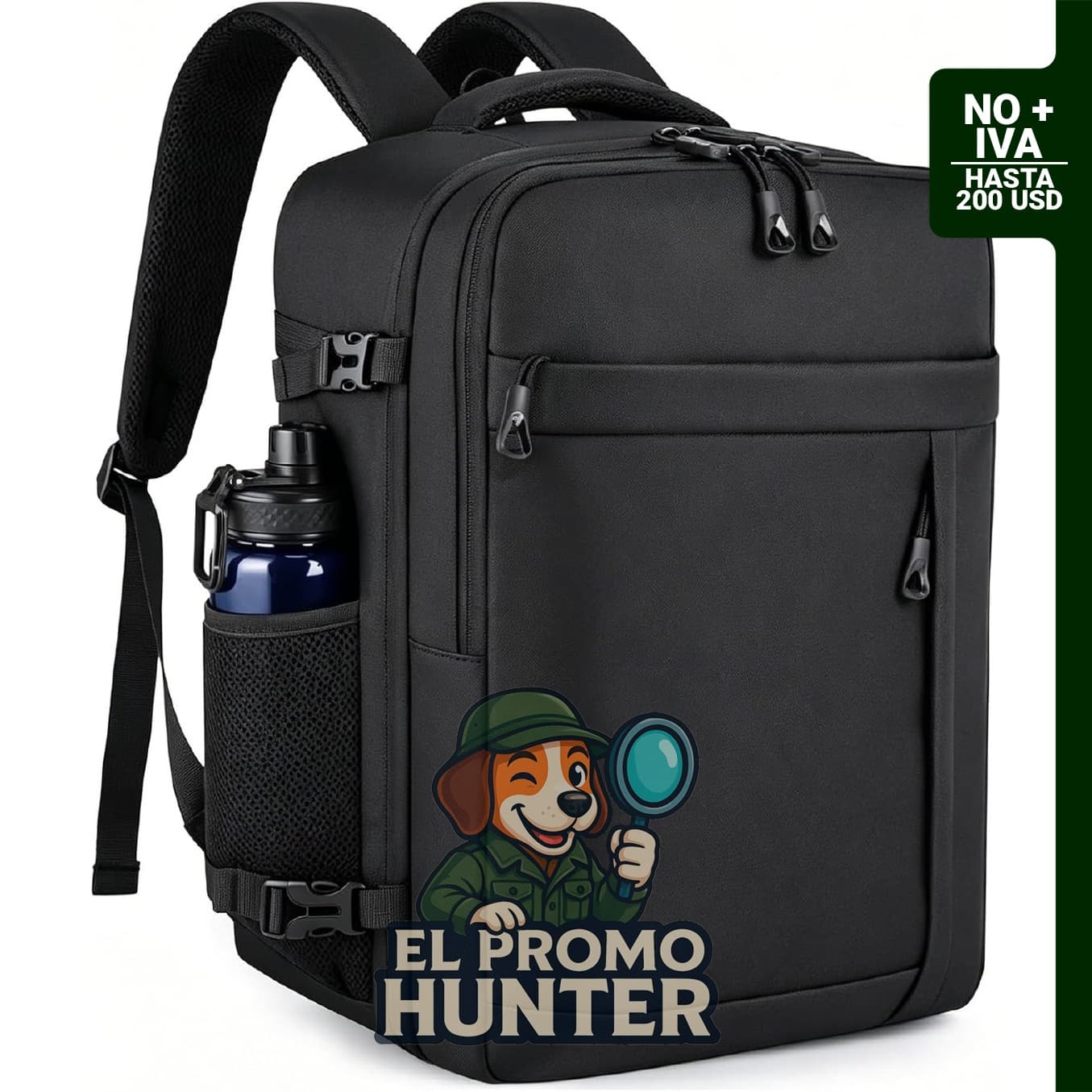 HILOMON Mochila de viaje negra, tamaño personal 18 x 14 x 8 pulgadas, apta para laptops de hasta 15.6 pulgadas.