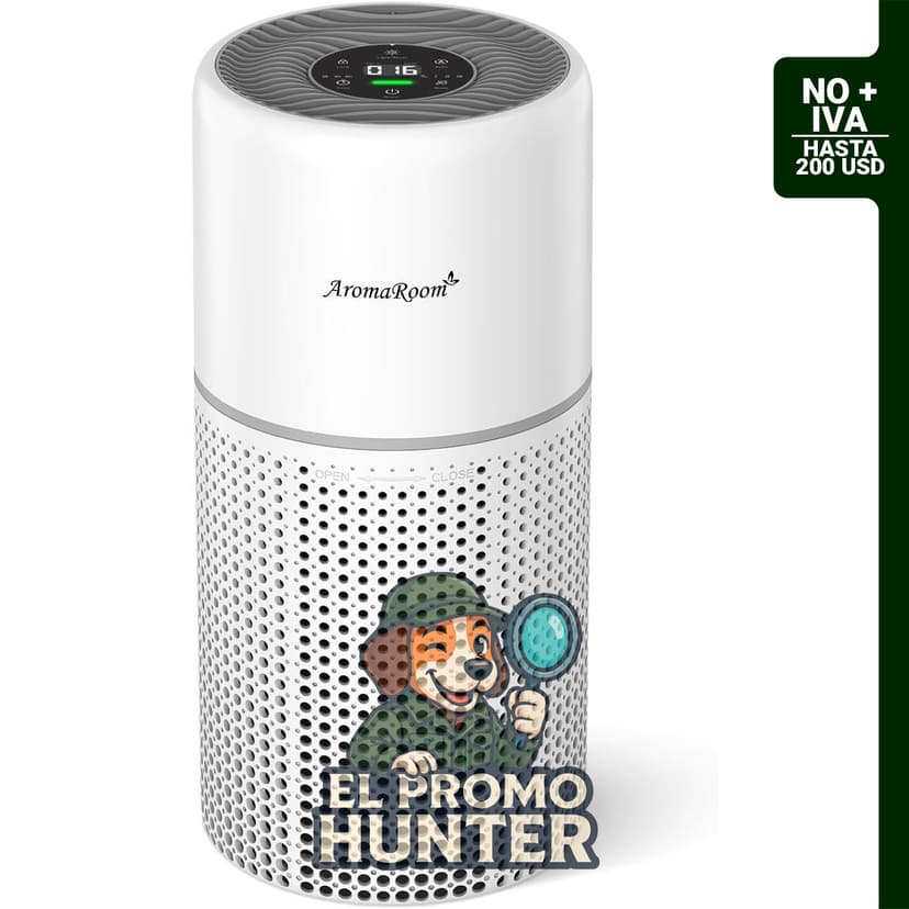 AromaRoom Purificador de aire para habitaciones grandes, filtro HEPA verdadero, monitor PM2.5 en tiempo real.
