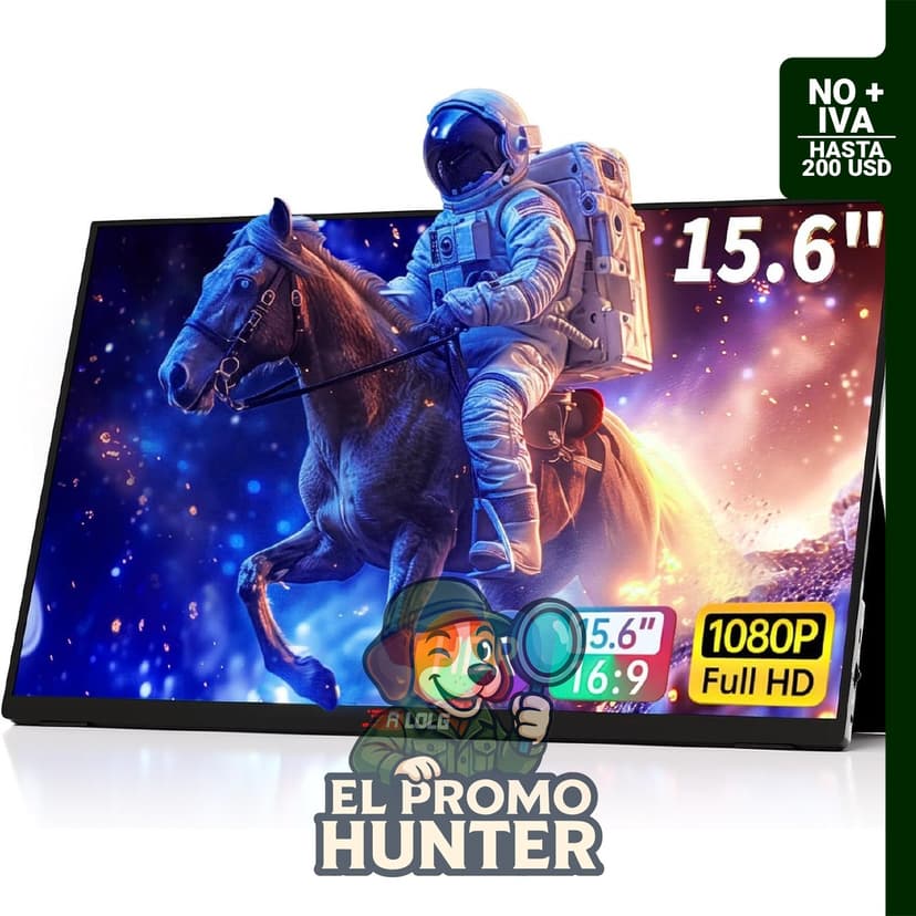 Monitor portátil de 15.6" (39.6 cm) 2K FHD 60Hz con panel IPS, entradas USB-C y HDMI, y altavoces integrados.