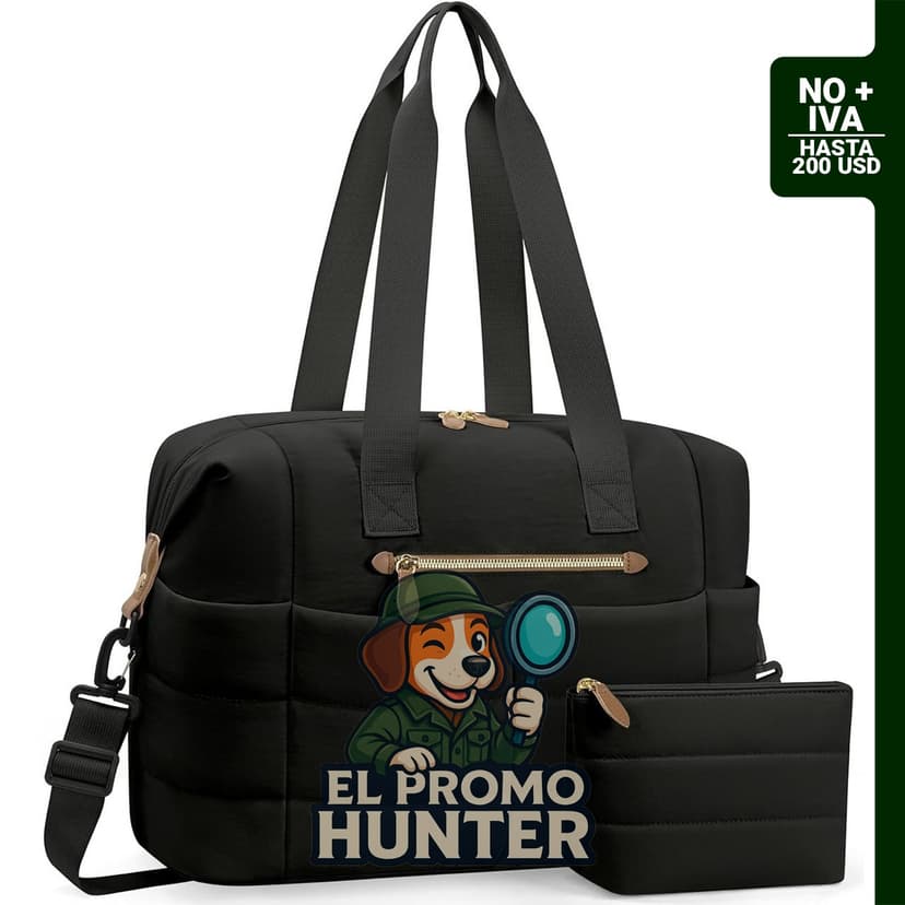 Bolsa de lona de viaje negra, tamaño grande.