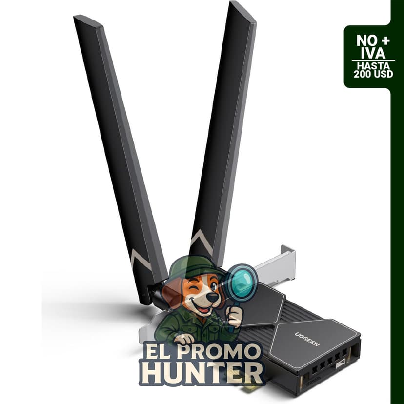 UGREEN Tarjeta WiFi 7 BE6500 PCIe con Bluetooth 5.4 y soporte para IEEE 802.11ax/be, velocidad de hasta 2882 Mbps en 6G y 5G, y 688 Mbps en 2.4G.