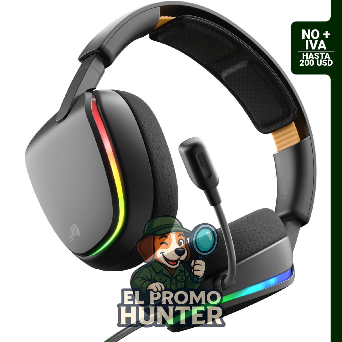GLORIOUS GHS Eternal RGB - Auriculares estéreo RGB para juegos, compatibles con PC, PS5, PS4 y Switch, con micrófono desmontable y USB-C.