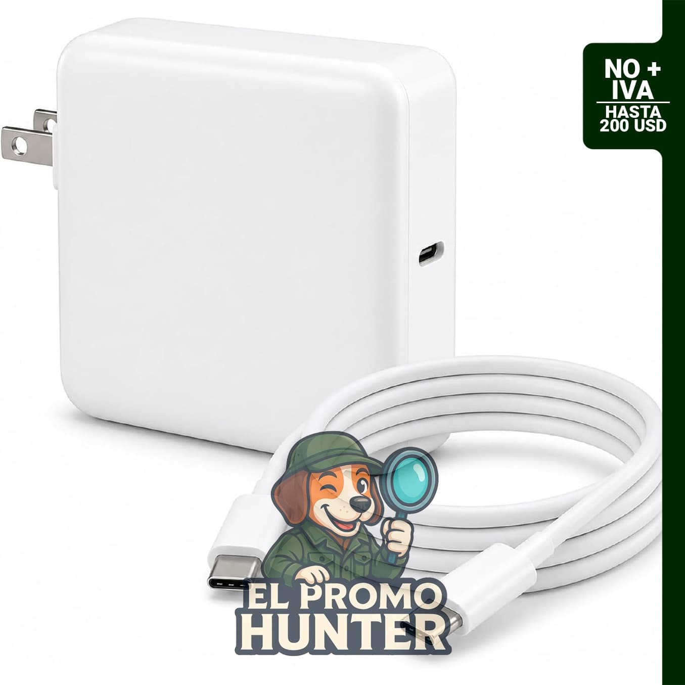 Cargador USB C de 100 W compatible con MacBook Pro y MacBook Air, incluye cable tipo C de 1.83 m.