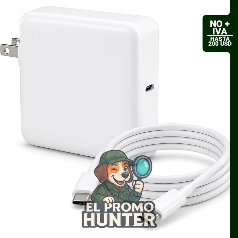 Cargador USB C de 100 W compatible con MacBook Pro y MacBook Air, incluye cable tipo C de 1.83 m.