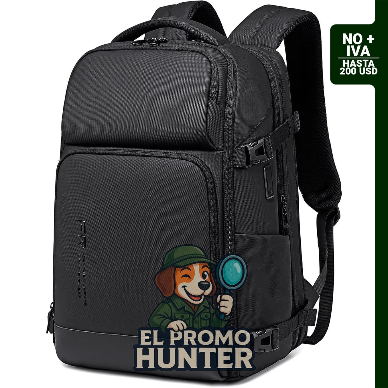Mochila de viaje FENRUIEN de 17" (43 cm), expandible, compatible con TSA y puerto de carga USB.