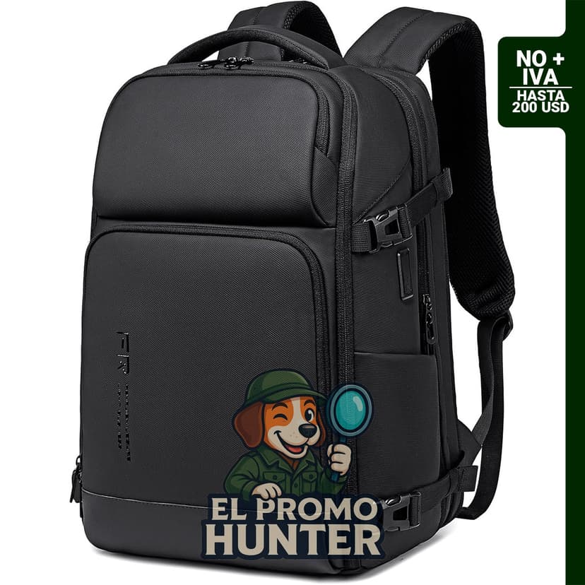 Mochila de viaje FENRUIEN de 17" (43 cm), expandible, compatible con TSA y puerto de carga USB.