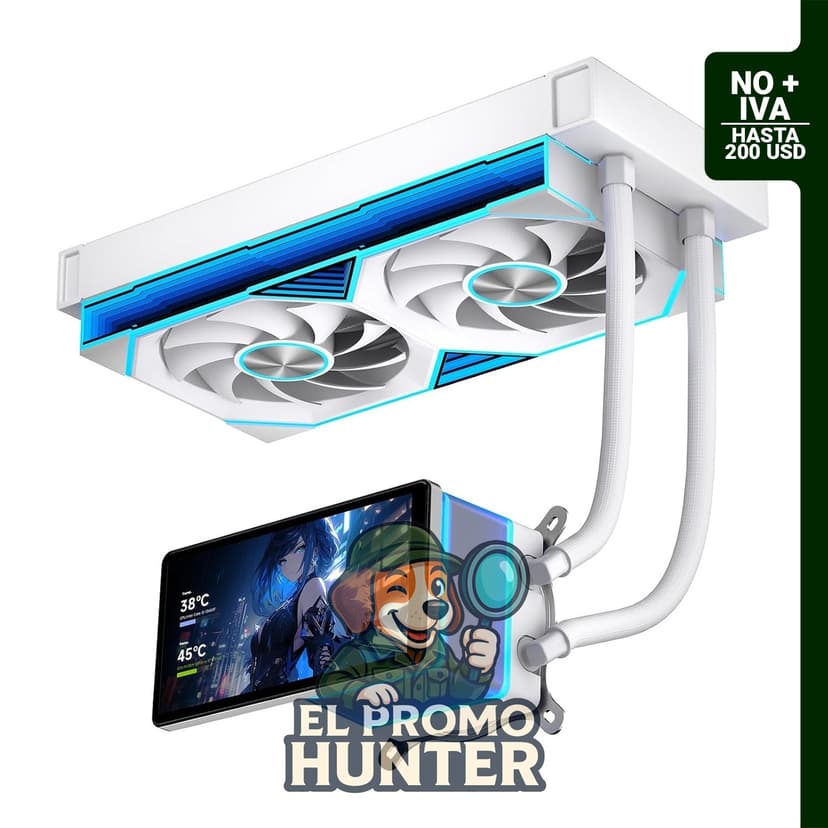 PF 240 enfriador de agua AIO para CPU con pantalla LCD de 5.5 pulgadas y ventilador PWM ARGB de 360 mm.