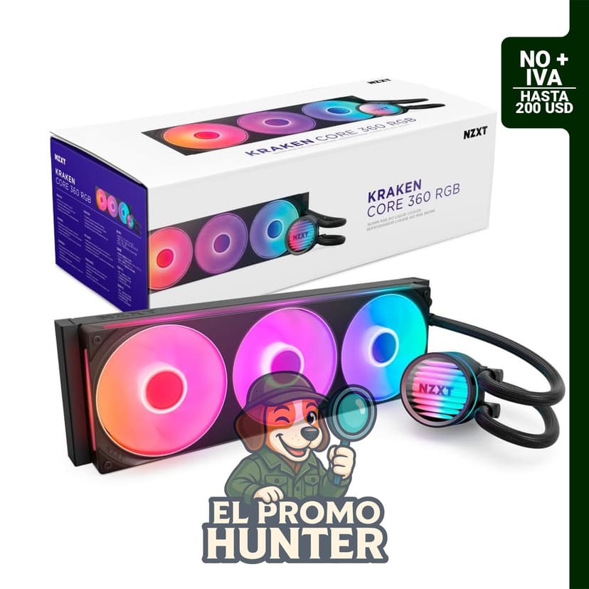 NZXT Kraken Core 360 RGB - Enfriador de CPU AIO de 360 mm con bomba Turbine y ventilador de marco único.