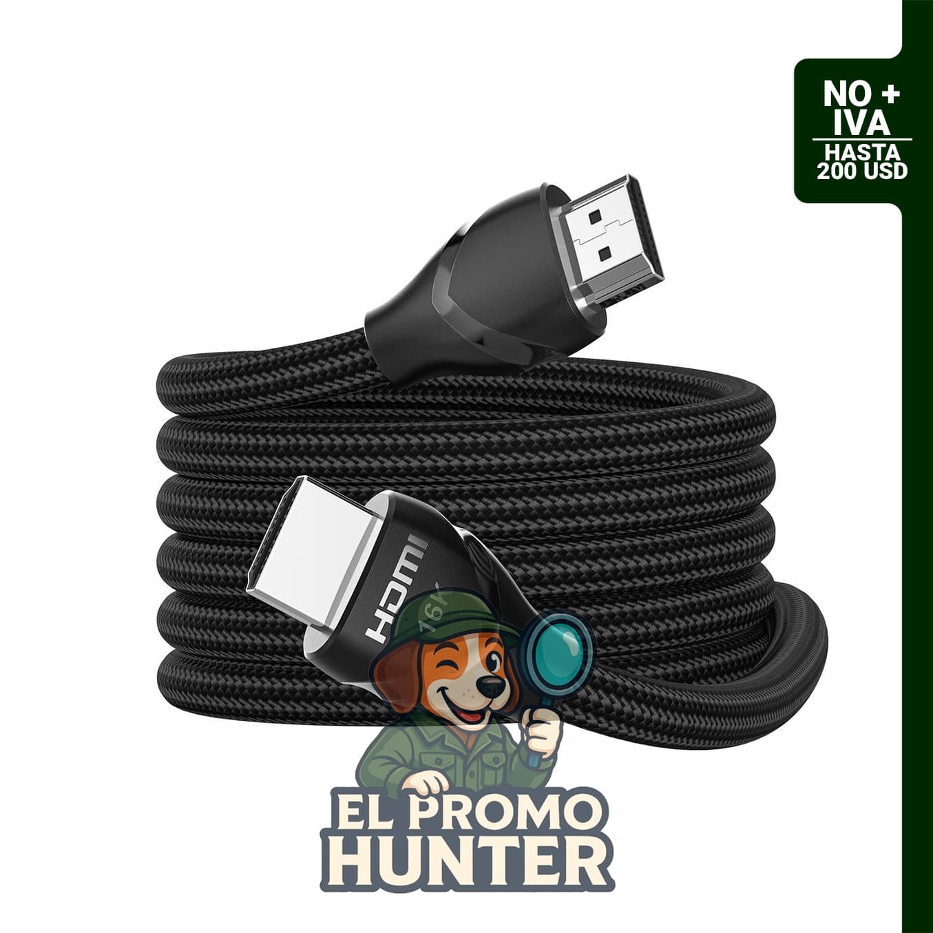 Cable HDMI 2.2 de ultra alta velocidad trenzado de 1 m, compatible con 16K, 10K, 8K y 4K.