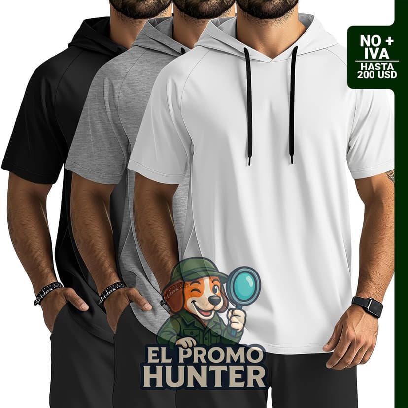 Paquete de 3 sudaderas con capucha de manga corta para hombre, ligeras y transpirables.