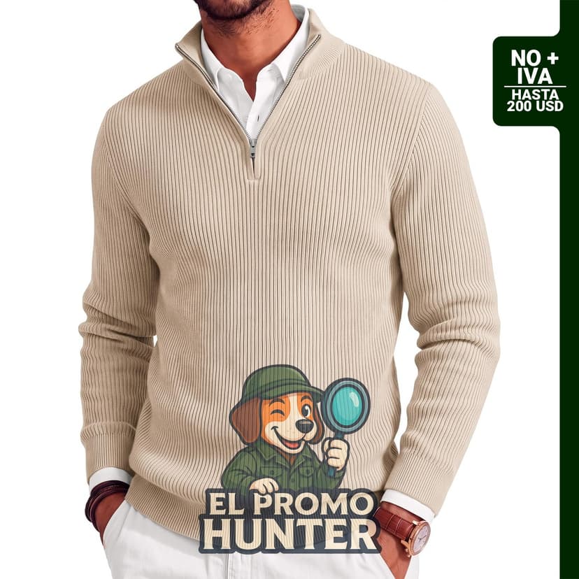 COOFANDY Suéter de manga larga con cuello alto falso para hombre, tejido acanalado ligero y suave.