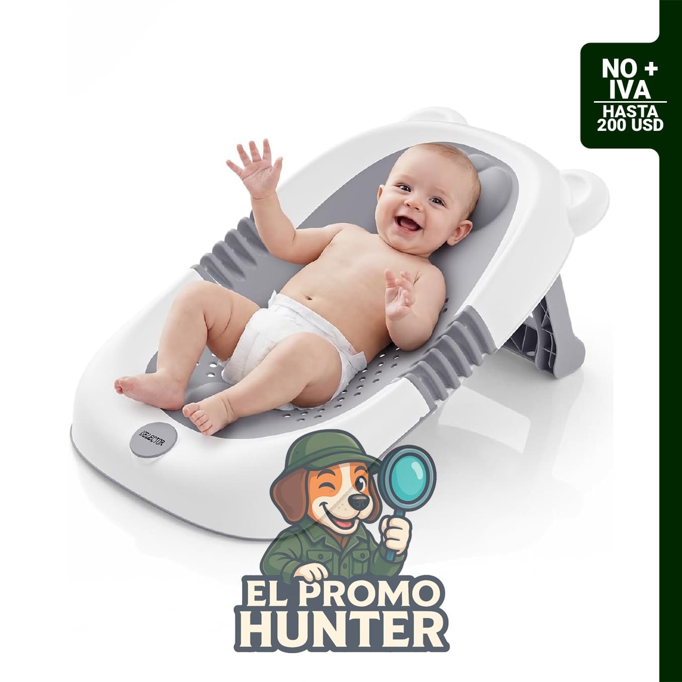 ISELECTOR Soporte de baño plegable para bebés, con ventosa antideslizante, adecuado para recién nacidos de 0 a 6 meses.