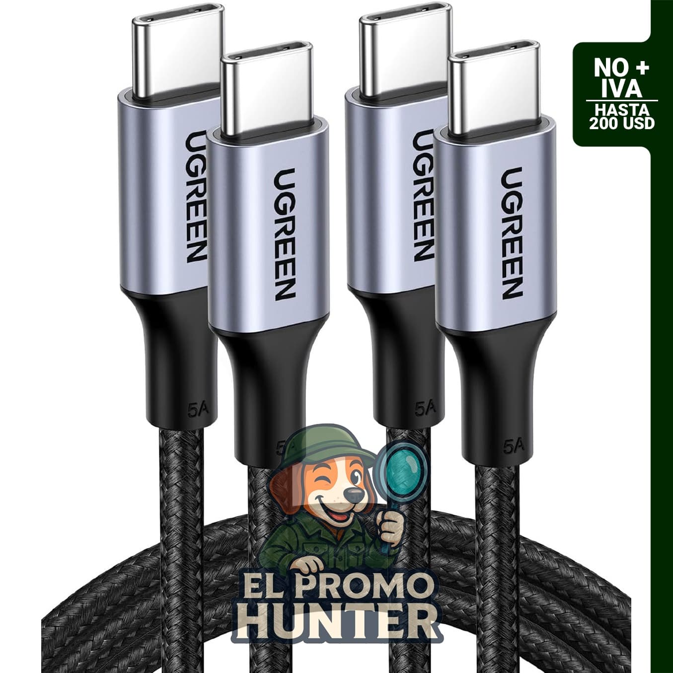 UGREEN Cable USB C a USB C, paquete de 2 cables de carga de 100 W, compatible con iPhone 17, MacBook Pro y más.
