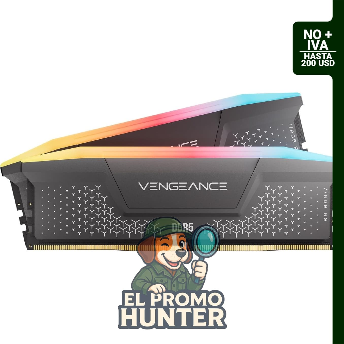 Corsair Vengeance RGB RS DDR5 16 GB (2 x 8 GB) hasta 6000 MHz, compatible con AMD EXPO e Intel XMP 3.0.
