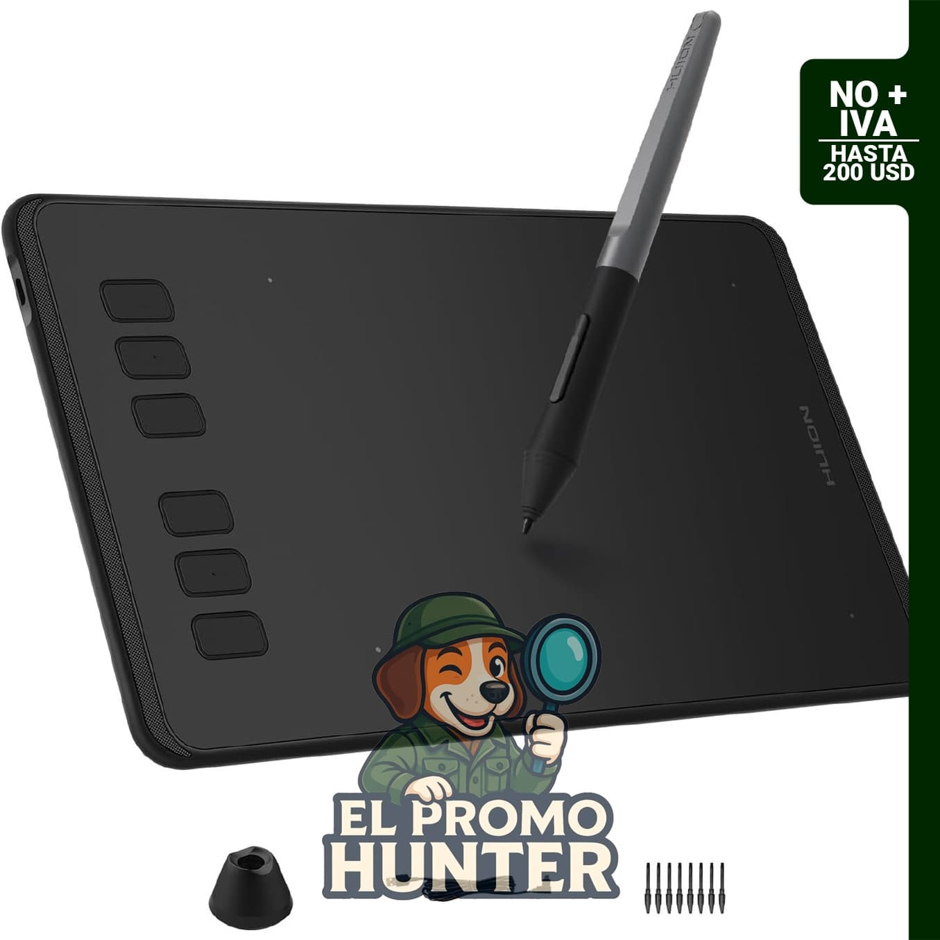 HUION Inspiroy H640P - Tableta de dibujo de 15.2 x 10.2 cm, 8192 niveles de presión de pluma, sin batería.