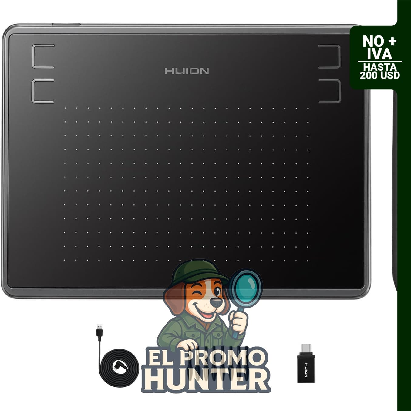 HUION Tableta de dibujo Inspiroy H430P, tableta gráfica de 4.8 x 3 pulgadas con 4 teclas rápidas.