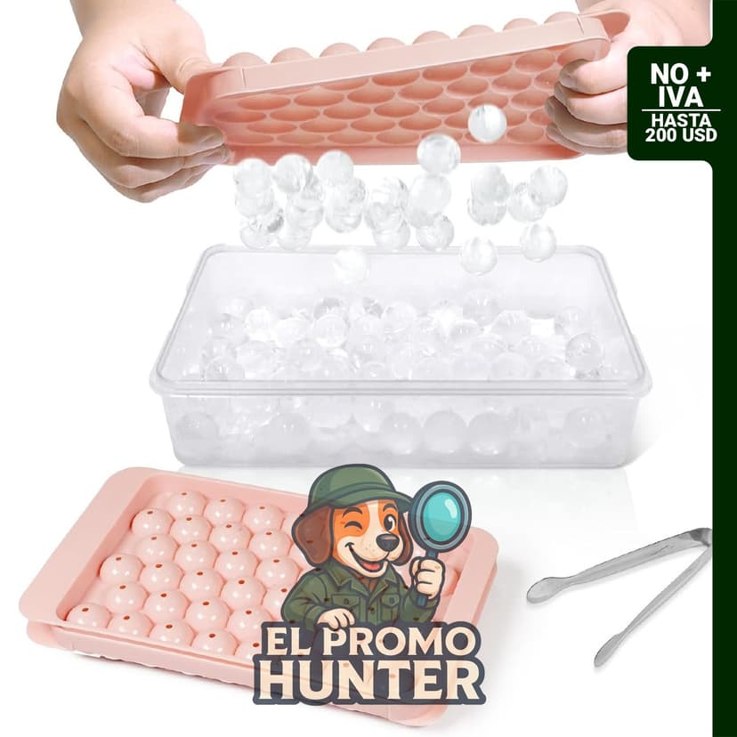 WIBIMEN bandeja para cubitos de hielo redonda de 2 cm con tapa y contenedor.