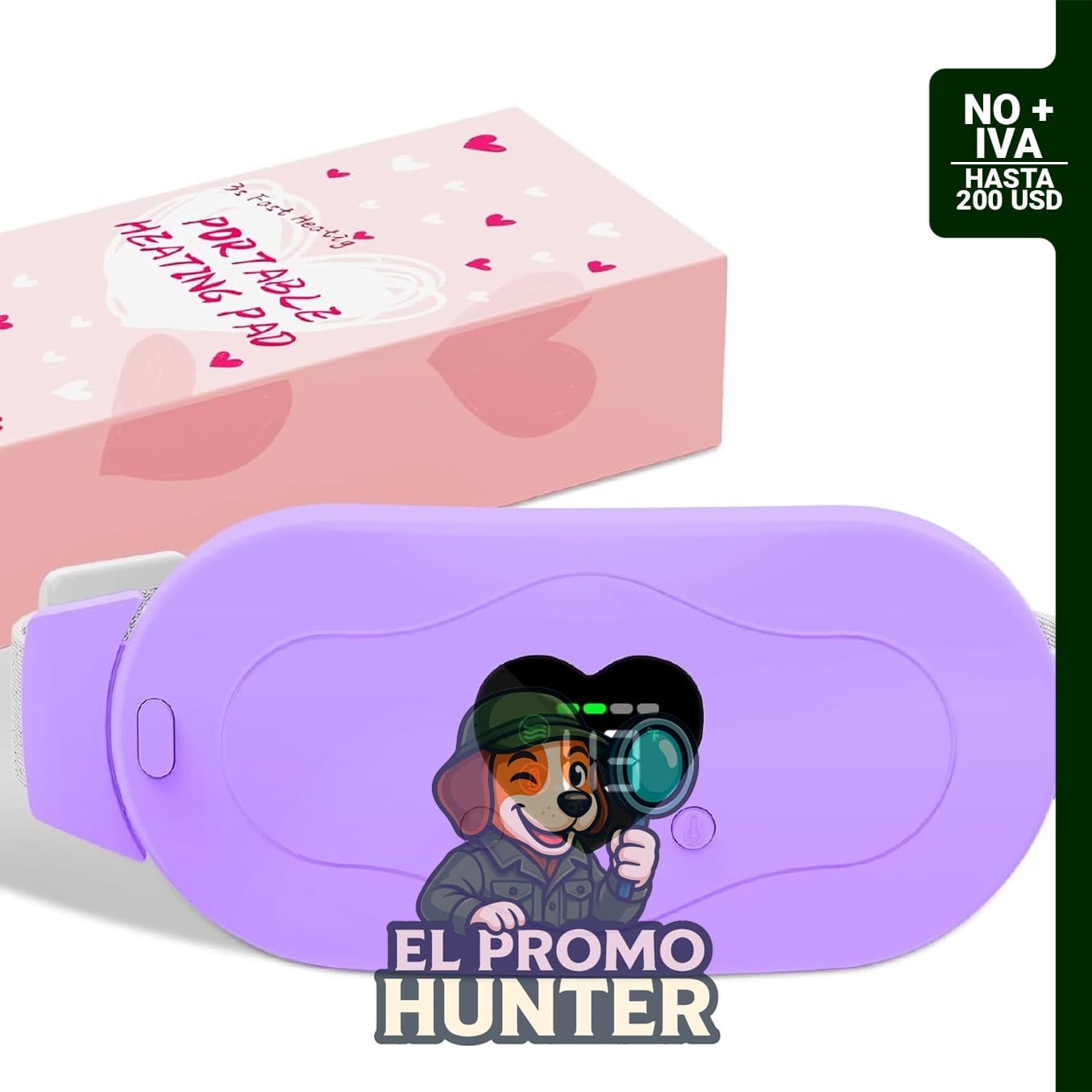 Glyduny almohadilla térmica inalámbrica con 6 niveles de calor y 6 modos de masaje para aliviar calambres menstruales.