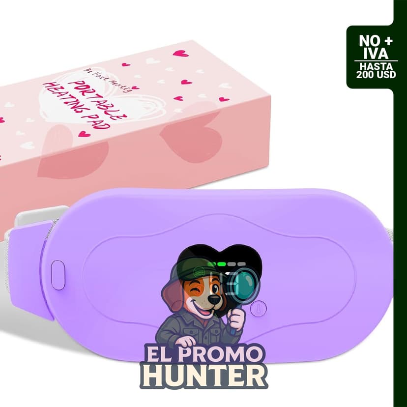 Glyduny almohadilla térmica inalámbrica con 6 niveles de calor y 6 modos de masaje para aliviar calambres menstruales.