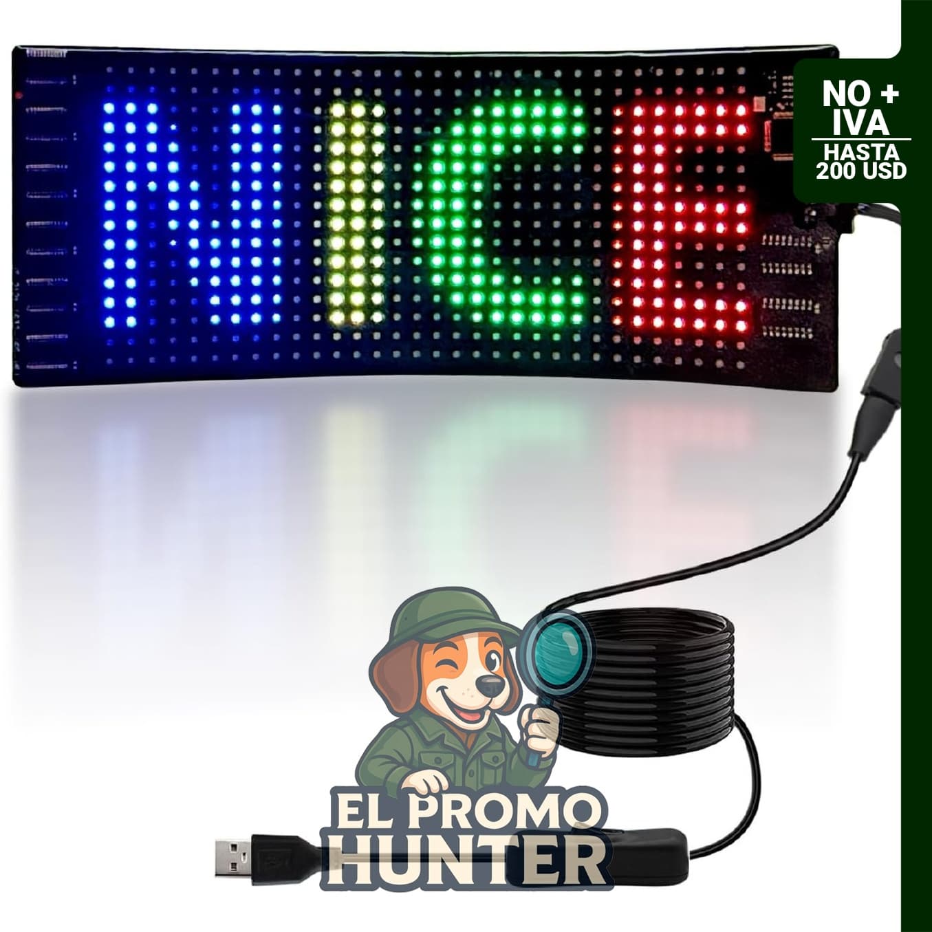 Letrero LED programable de desplazamiento, 17,8 x 7,6 cm, con control de aplicación Bluetooth.