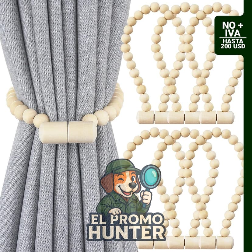 Pack de 6 alzapaños magnéticos de madera para cortinas, soporte de tratamiento de ventanas.