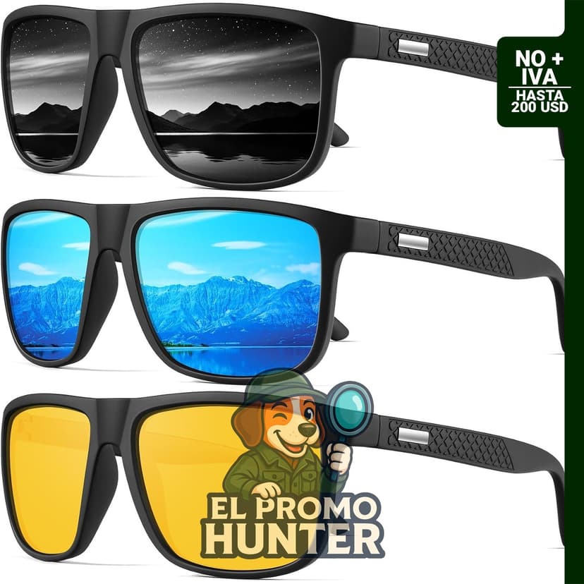 NSSIW Gafas de sol polarizadas para hombre, protección UV400, pack de 3 unidades.