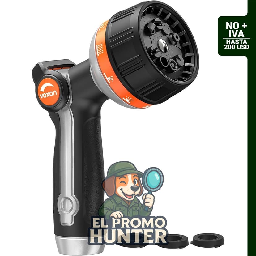 VOXON Boquilla de manguera de metal con 10 patrones de pulverización y control de flujo.