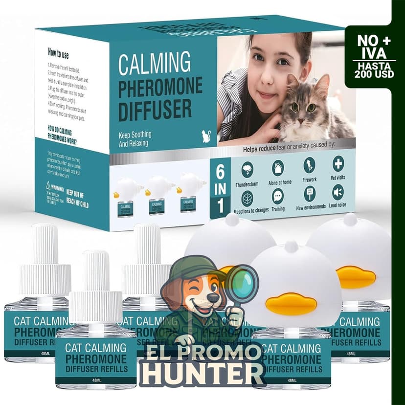 Difusor calmante para gatos, 6 en 1, multiusos, kit de recambio de 1.6 fl oz