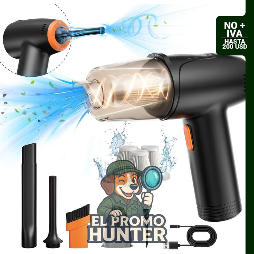 Aspiradora de mano inalámbrica TBCR para automóvil, 9000Pa, batería de 6000mAh, incluye 3 filtros y bolsa.