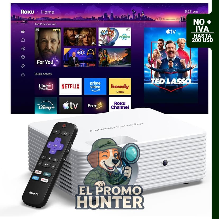 ELEPHAS Proyector inteligente Roku TV con Wi-Fi y Bluetooth
