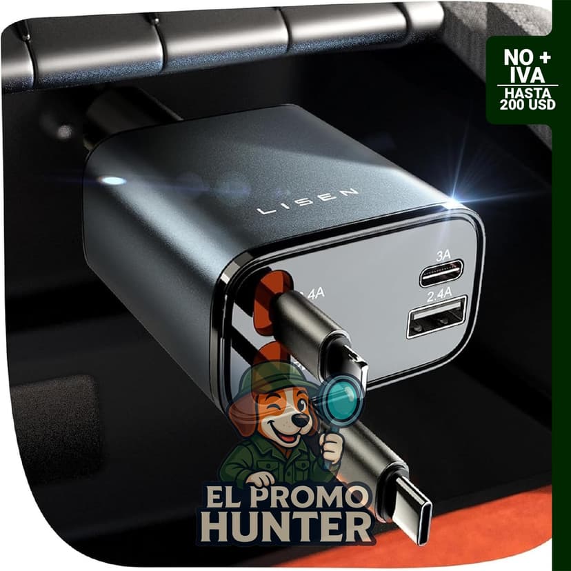 LISEN Cargador retráctil para coche, 84 W, carga rápida USB C, 4 en 1.