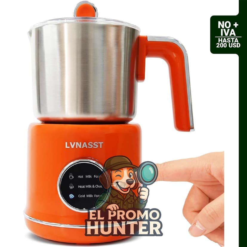 Espumador de leche de acero inoxidable 3 en 1 para café, con capacidad de 12 oz para espuma fría y caliente.