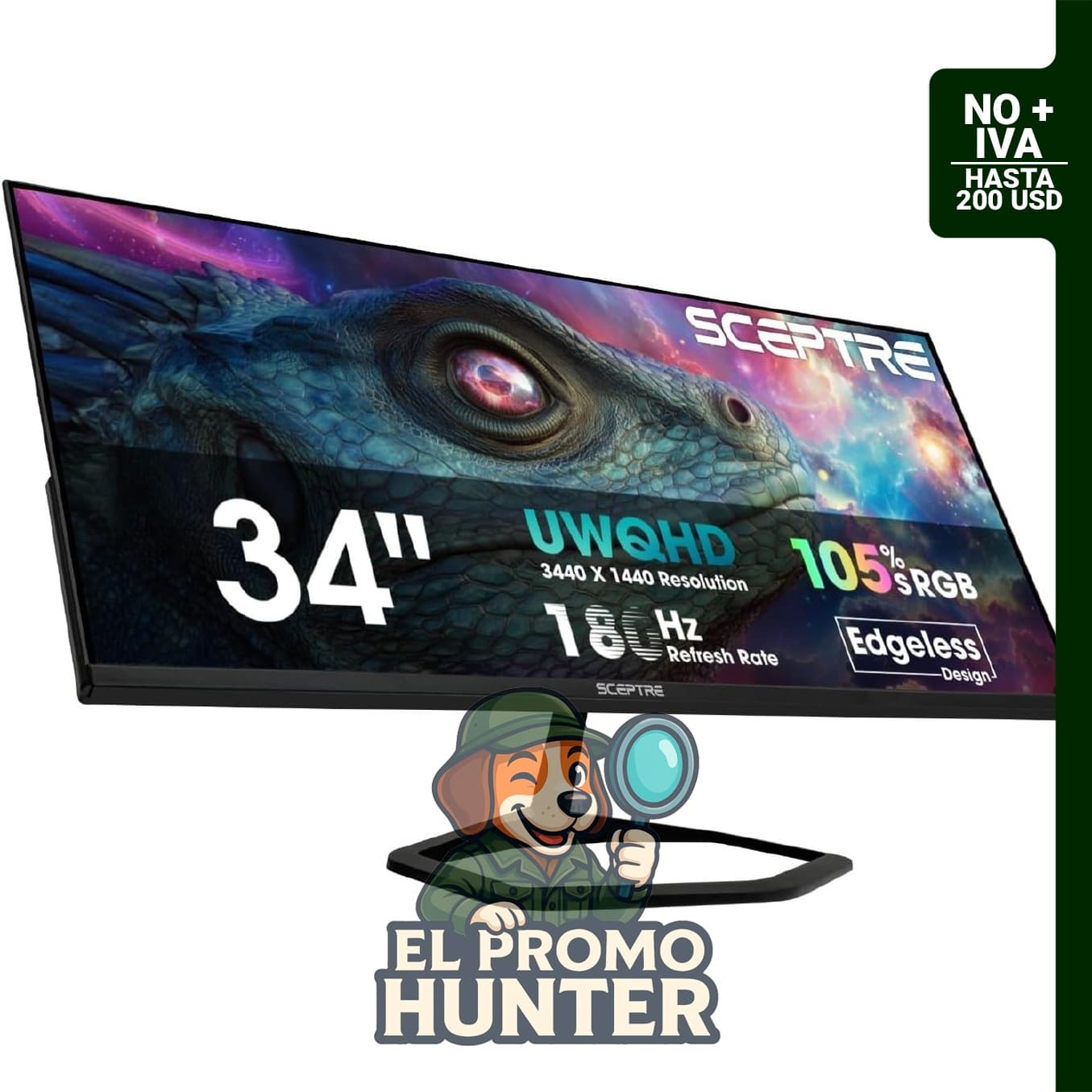 Sceptre E345B-QU180D, monitor de juegos de 34" (86 cm) con resolución 3440 x 1440 y frecuencia de hasta 180Hz.