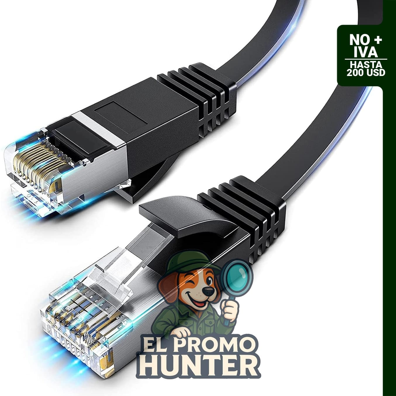 Cable Ethernet Cat 6 plano, 3 a 100 pies, conectores RJ45, para red e Internet.