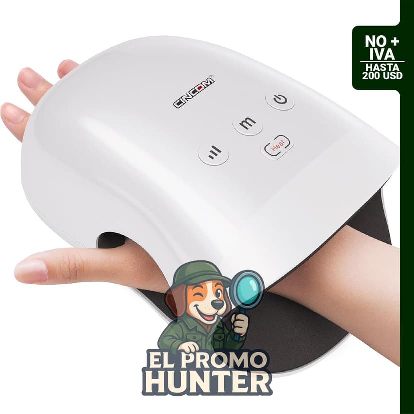 Masajeador de manos inalámbrico CINCOM con calor y compresión, color blanco
