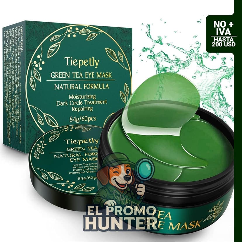 Máscaras de colágeno para debajo de los ojos, 60 piezas, con extracto de té verde para reducir ojeras e hinchazón.