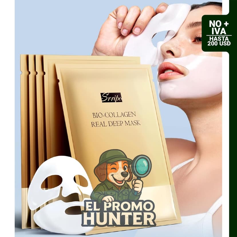 Radiant Glow - Máscara facial de colágeno, 1.20 oz (35 g) x 5 unidades, con ácido hialurónico y vitamina E.