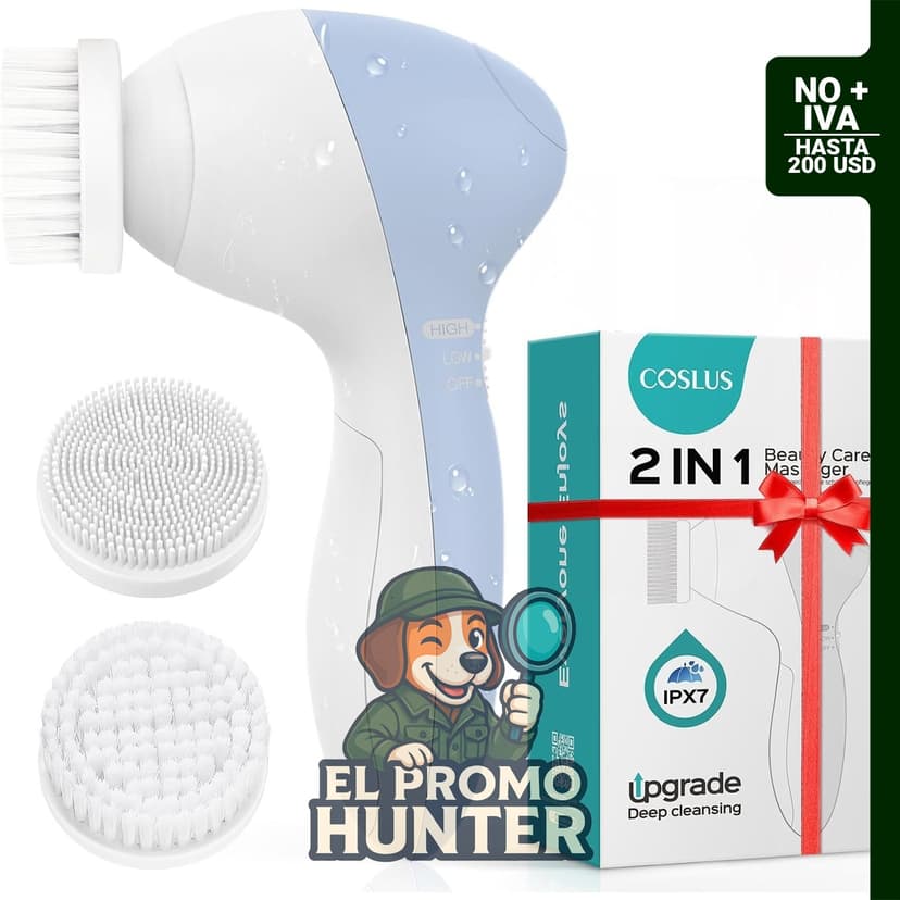 COSLUS Cepillo de Limpieza Facial de Silicona FBS-D, dispositivo eléctrico 2 en 1, a prueba de agua.