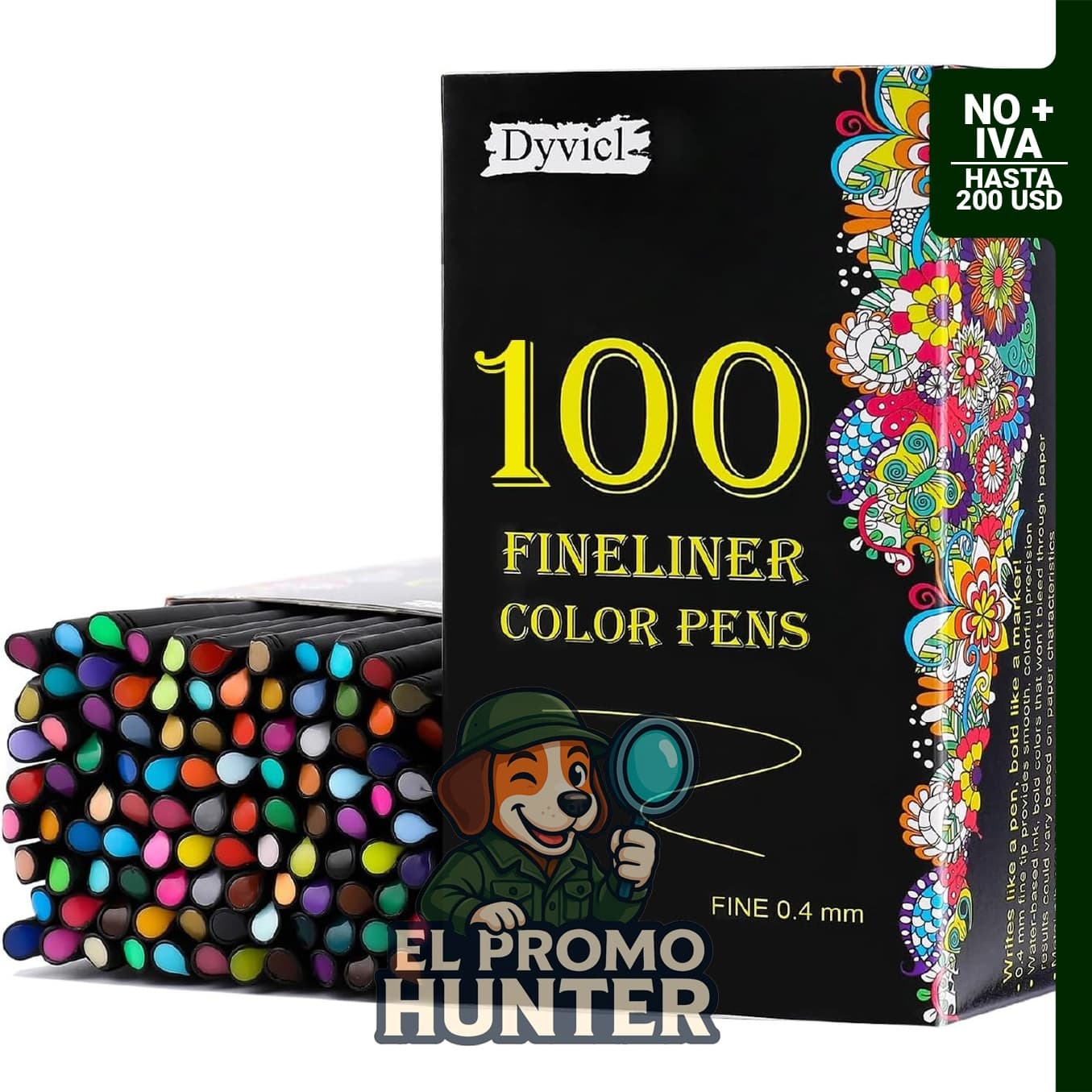 Dyvicl Bolígrafos Fineliner, juego de 100 colores con punta fina de 0.4 mm, adecuados para dibujo y toma de notas.