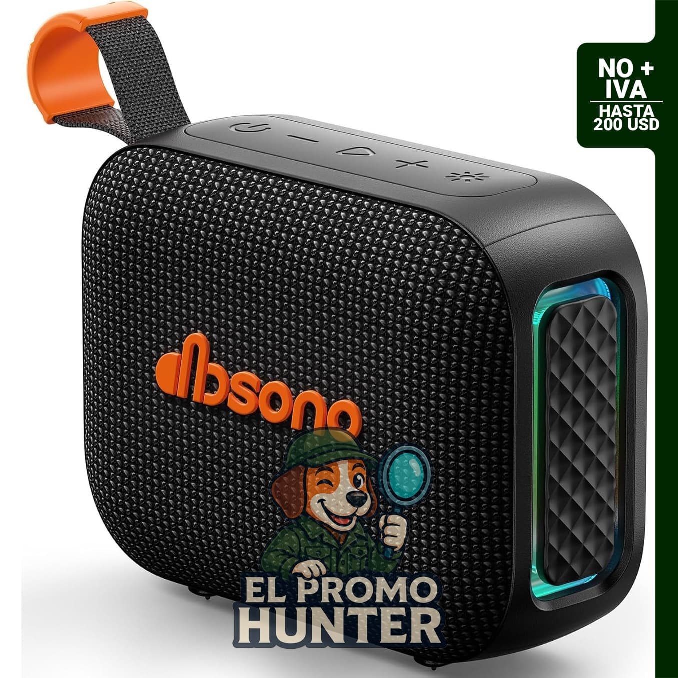Altavoz Bluetooth portátil IPX5 impermeable, color negro.