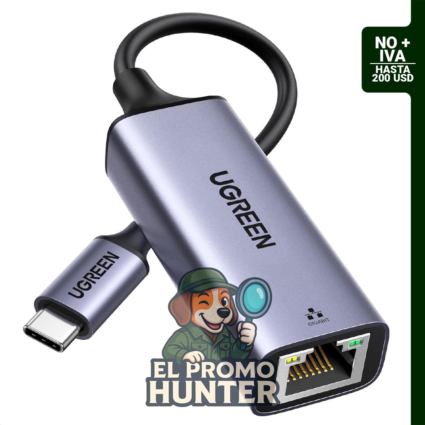 UGREEN Adaptador USB C a Ethernet, 1 Gbps, carcasa de aluminio, compatible con Thunderbolt 4/3 y RJ45.