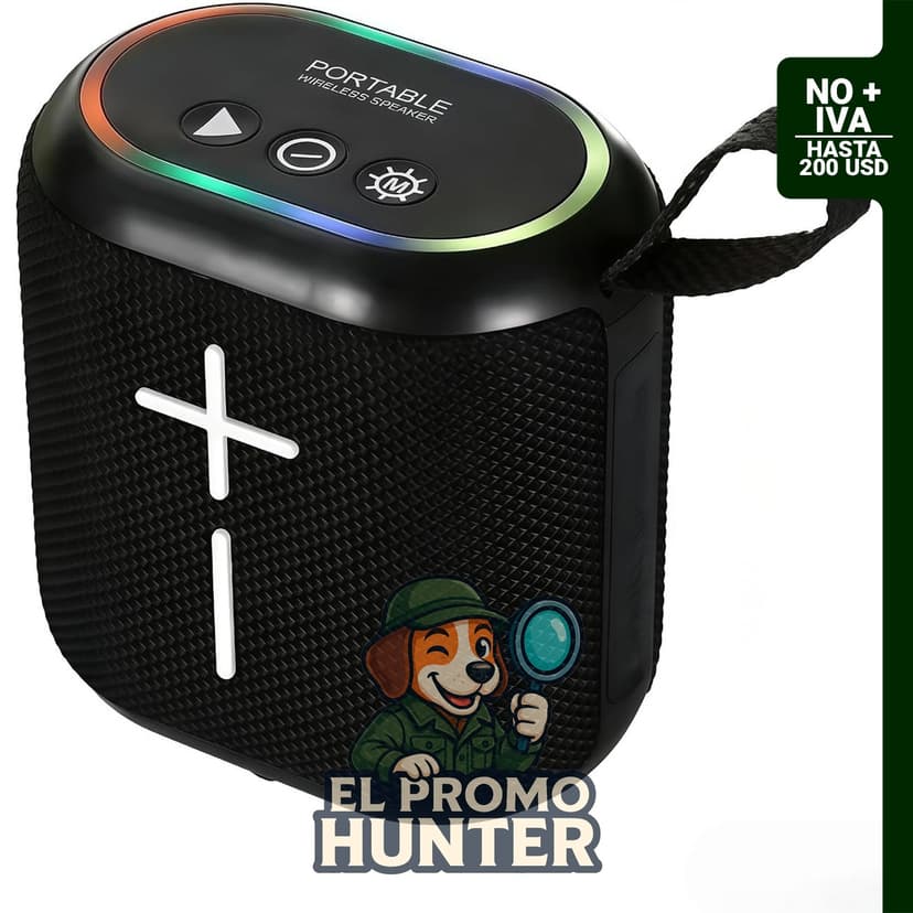 Korevo Altavoz Bluetooth portátil G10, negro. Con BT 5.3, emparejamiento TWS y batería de 3 horas.